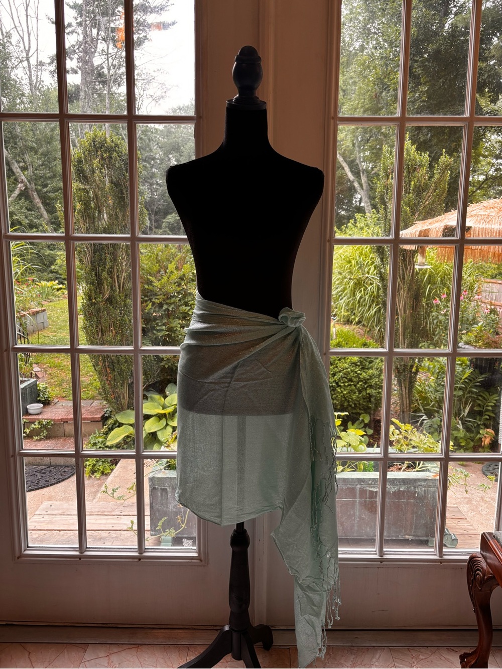Aqua Blue semi sheer Womens Scarf /Wrap